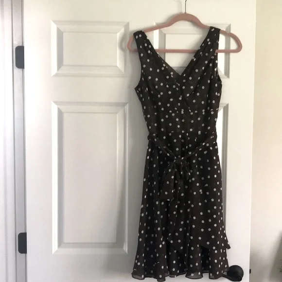 brown polka dot dress white house black market Latiana Maxi Dress